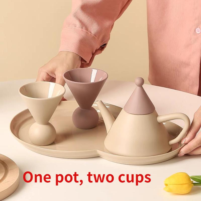 

Керамический чайный сервиз в скандинавском стиле, легкий, роскошный, высококлассный, бытовой, послеобеденный, заварочный чайник, чайный сервиз в стиле кунг-фу