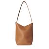 The Row Large Capacity Genuine Leather Lychee Pattern Bucket Tote for School Commuting