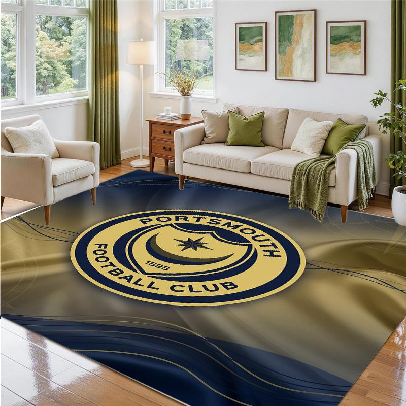 Portsmouth FC Design Crystal Velvet Rug Soft Decorative Mat for Bedroom Entrance