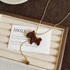 Autumn and winter flocking tiger's eye stone pony necklace retro temperament natal year versatile sweater chain light luxury high sense neck chain