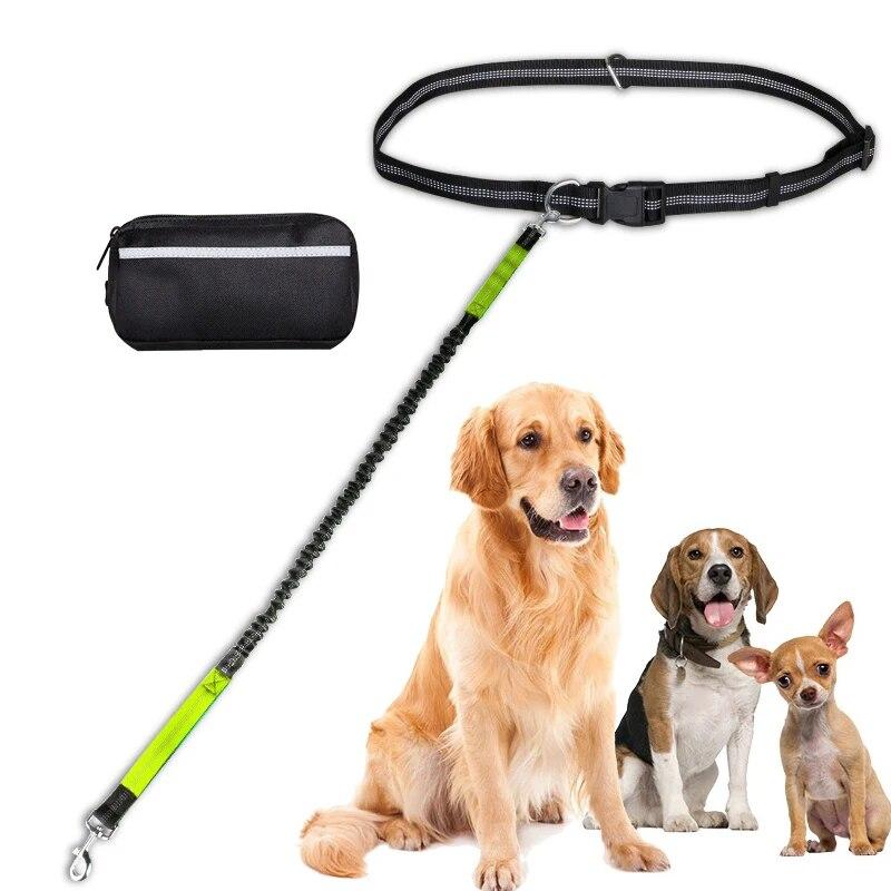 Dog Running Bag Waist Bags Leash Set Reflective Leash Traction Rope Pet Dogs Running Belt Jogging Pull Dog Leash With Waist Bag