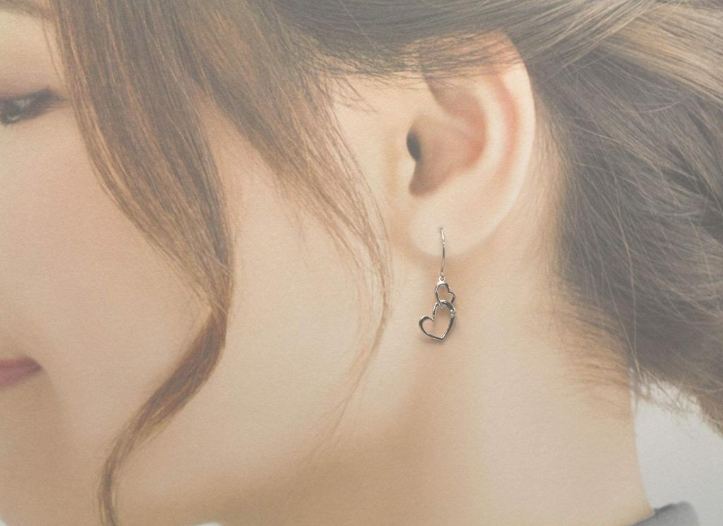 Haute Platine Platinum PT950 Diamond Swaying Double Heart Hook Earrings [Haute Pureté Platine] Pureté 0.012ct P-srum-di