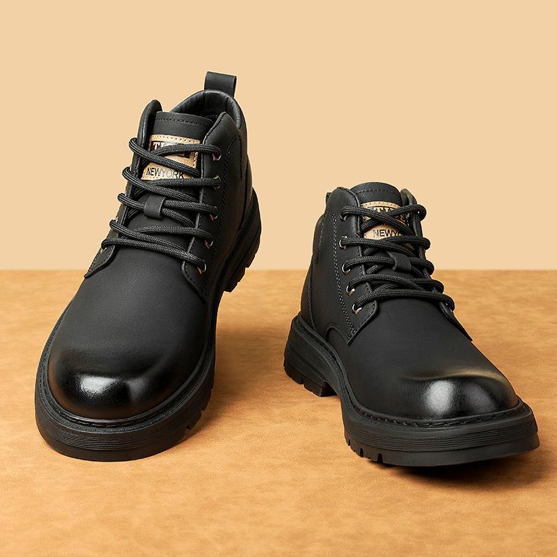 Retro Outdoor Work Ankle Boots for Men Fashion Casual Autumn Winter Cow Leather Boots Male New Designer Platform Shoes Man