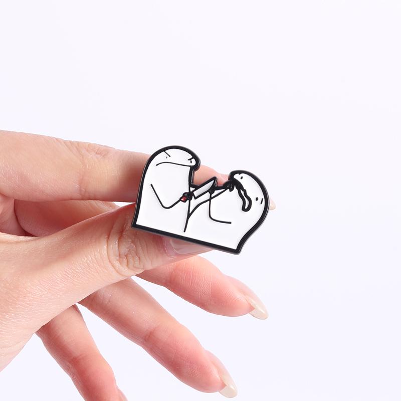 Flork Meme Verspielter Kampf Emaille-Anstecker Minimalistische Wut Wütende Anstecknadeln Revers Rucksack Abzeichen Schmuck Zubehör Geschenke Für Freunde