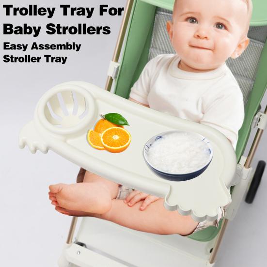 

Обеденная тарелка для детской тележки предотвращает скольжение. Простая сборка. Подносы для коляски. Пластина для детской коляски для удобного приема пищи. белый