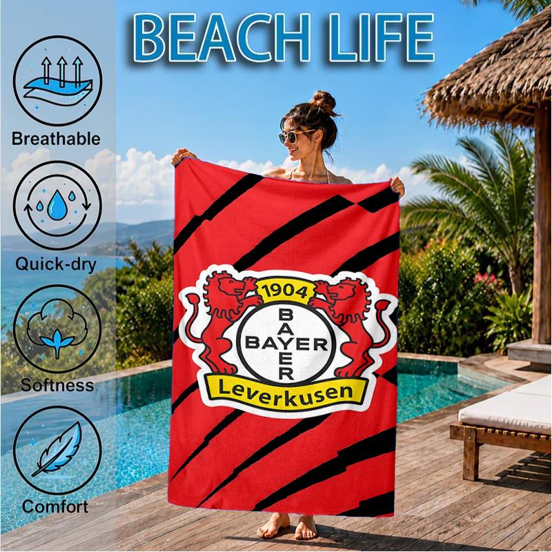 Bayer Football Club Printed Microfiber Beach Towel, Soft And Absorbent, Quick-Dry, Ideal for Summer Travel, Beach Essential, Swimming Pool
