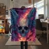 Winged Skull  Print Flannel Blanket, High Quality Comfortable for All Seasons, Home Decor, Warmth and Comfort