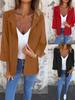 Damen Herbst Winter Anzug-Stil Strickjacke Jacke in Übergröße - Einfarbig, Langarm, Revers, Lässige Mode.
