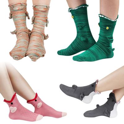 Pletené ponožky pro ženy Muži Roztomilé pletené zvířecí ponožky Funky vzor pletení Pletené manžetové ponožky