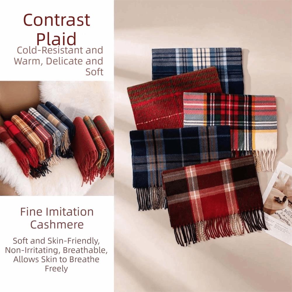 Classic Cashmere Neckwear Plaid Gingham Shawls Fringe Capes Tartan Mufflers Party