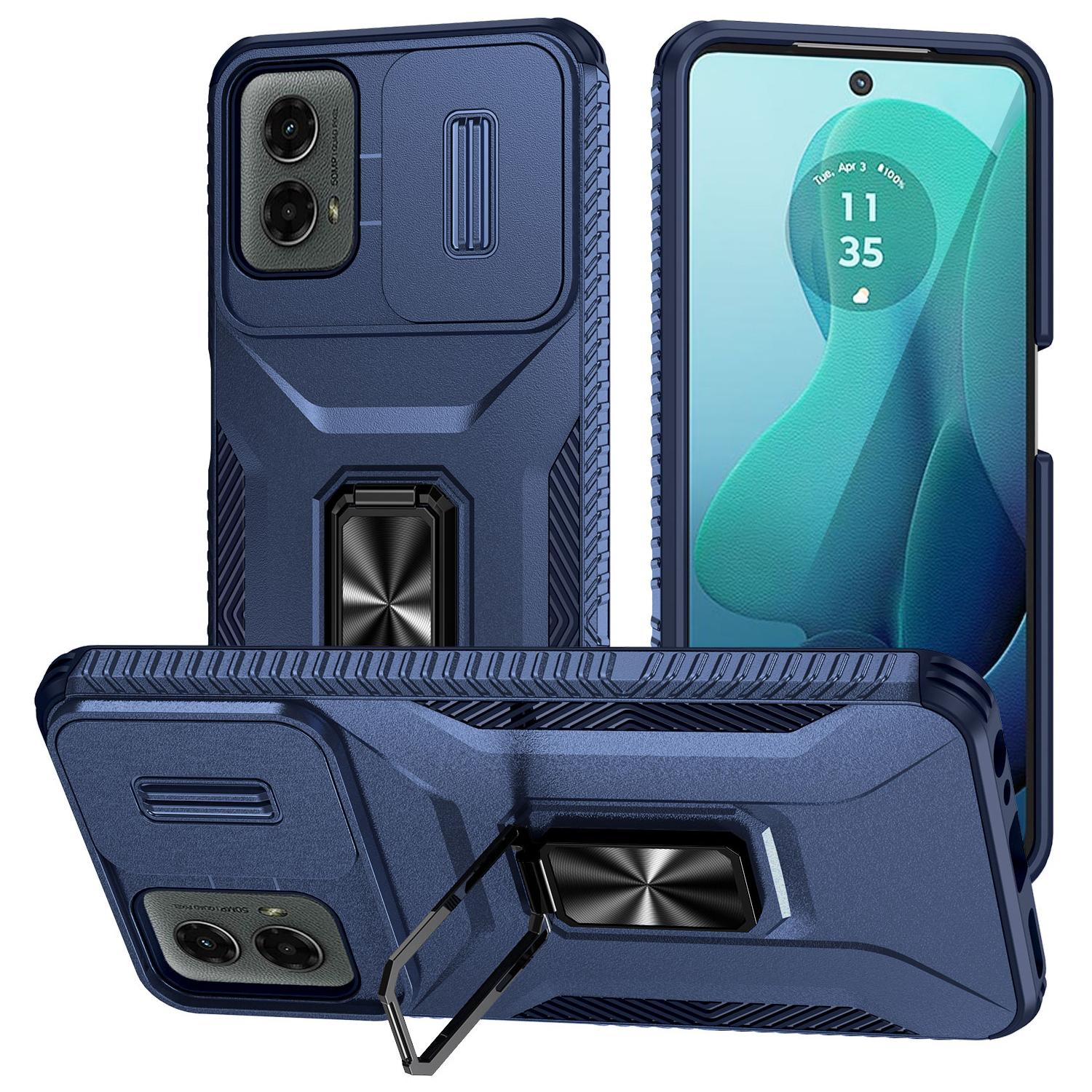 

For Motorola Moto G Play 5G (2024)/G 5G (2024) Case Kickstand PC+TPU Phone Cover Military Grade Lens Protection Blue