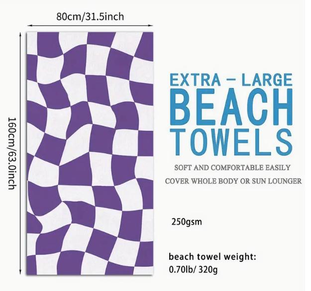 Personalized Beach Towel Custom Name Cross Border Microfiber Beach Towel Anti-Sand Super Absorbent Bath Towel Large Quick Drying