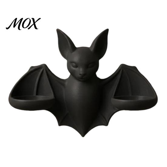 Unique Wall Scenery Gothic Bat Candle Holder, 3D Printed Double Sconce Candlestick with Spooky Hanging 2 Electronic Candles, Dark Style Halloween