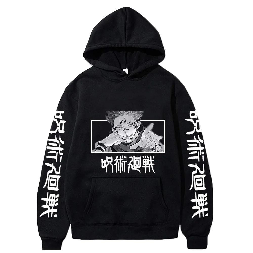 New Anime Manga Print Unisex Hoodie Sweatshirt Round Neck Full Sleeve Long-lasting Polyester Fiber Cursed Battle Animation