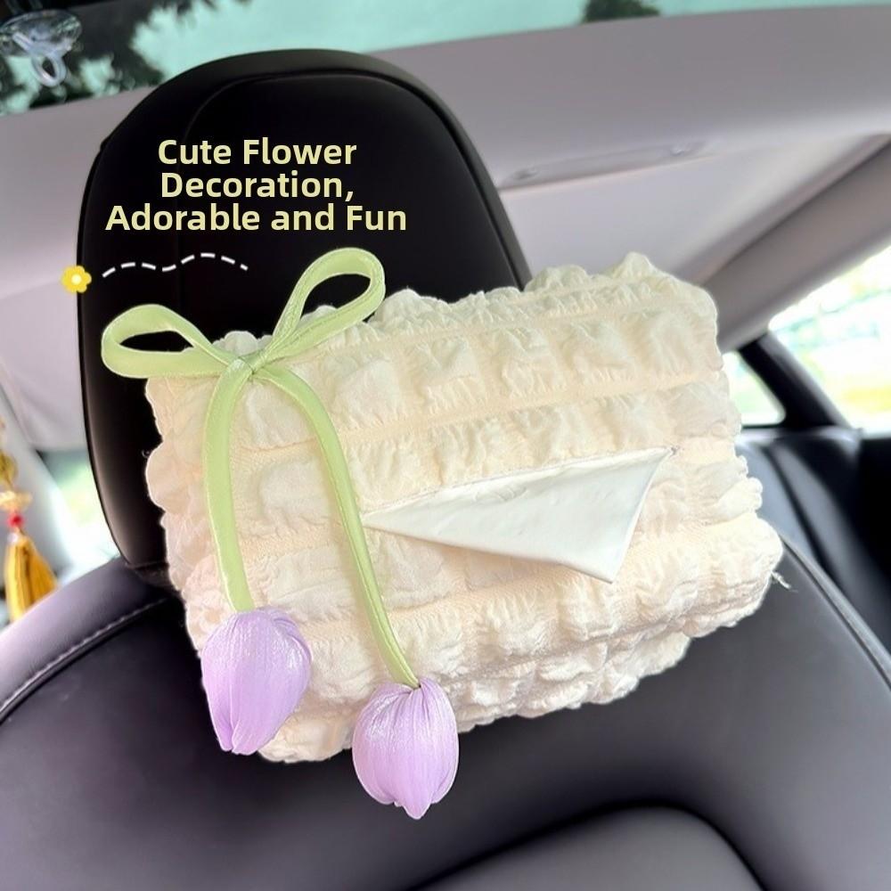 Soft Tissue Box Tulip Puff Design Car Interior Decoration Creative Paper Box