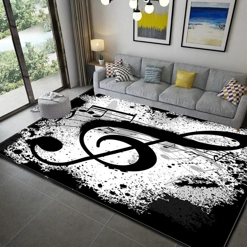 Piano Note Music Theme Series Carpet Home Decoration Bedroom Living Room Large Area Carpet Room Bedside Non-slip Floor Mat