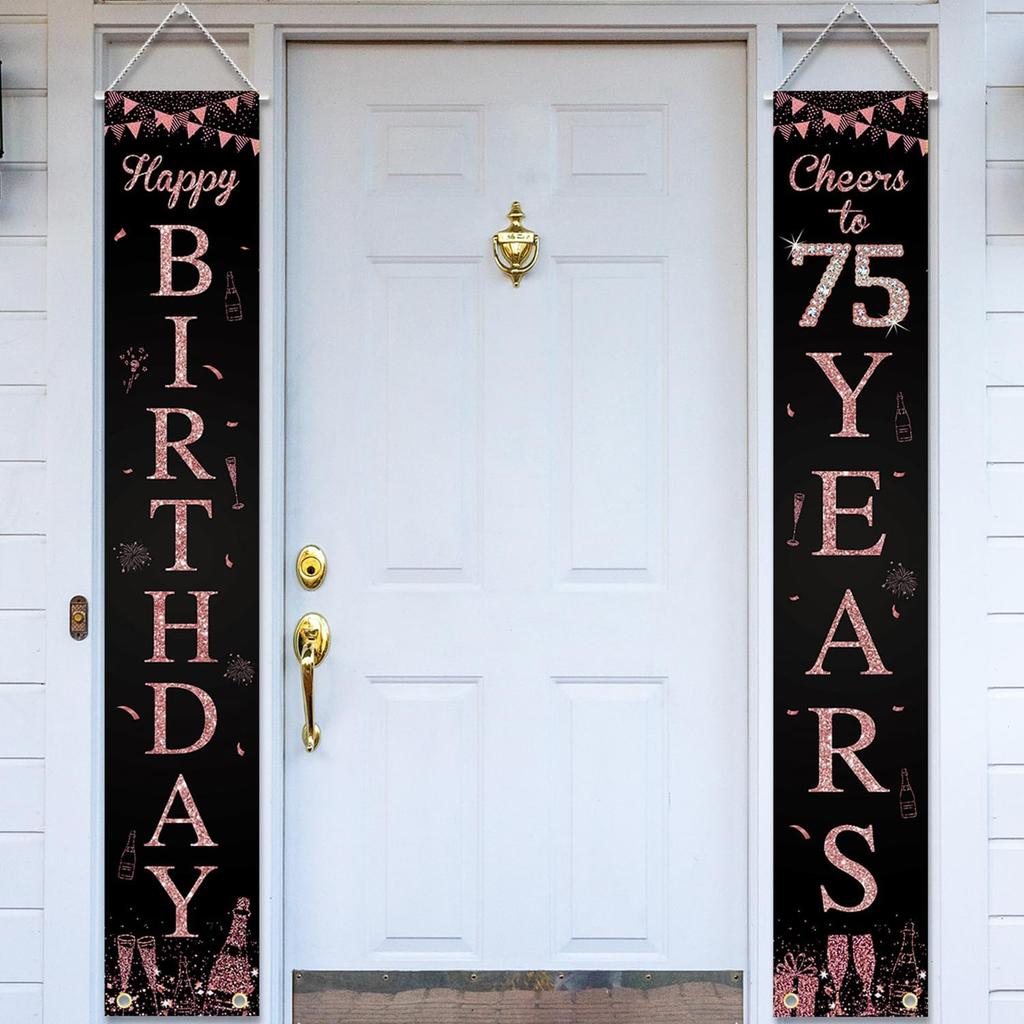 Happy 40th Birthday Door Banner Porch Sign Rose Gold, Cheers to 40 Years Birthday Party Decorations Supplies for Women
