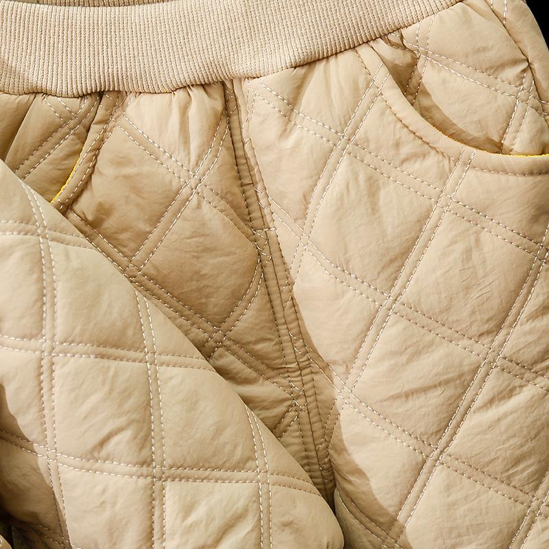 2023 Kids' Autumn/Winter Korean Style Cotton-Padded Two-Piece Set: Single-Breasted Jacket & Crew Neck Innerwear with Cotton Pants.