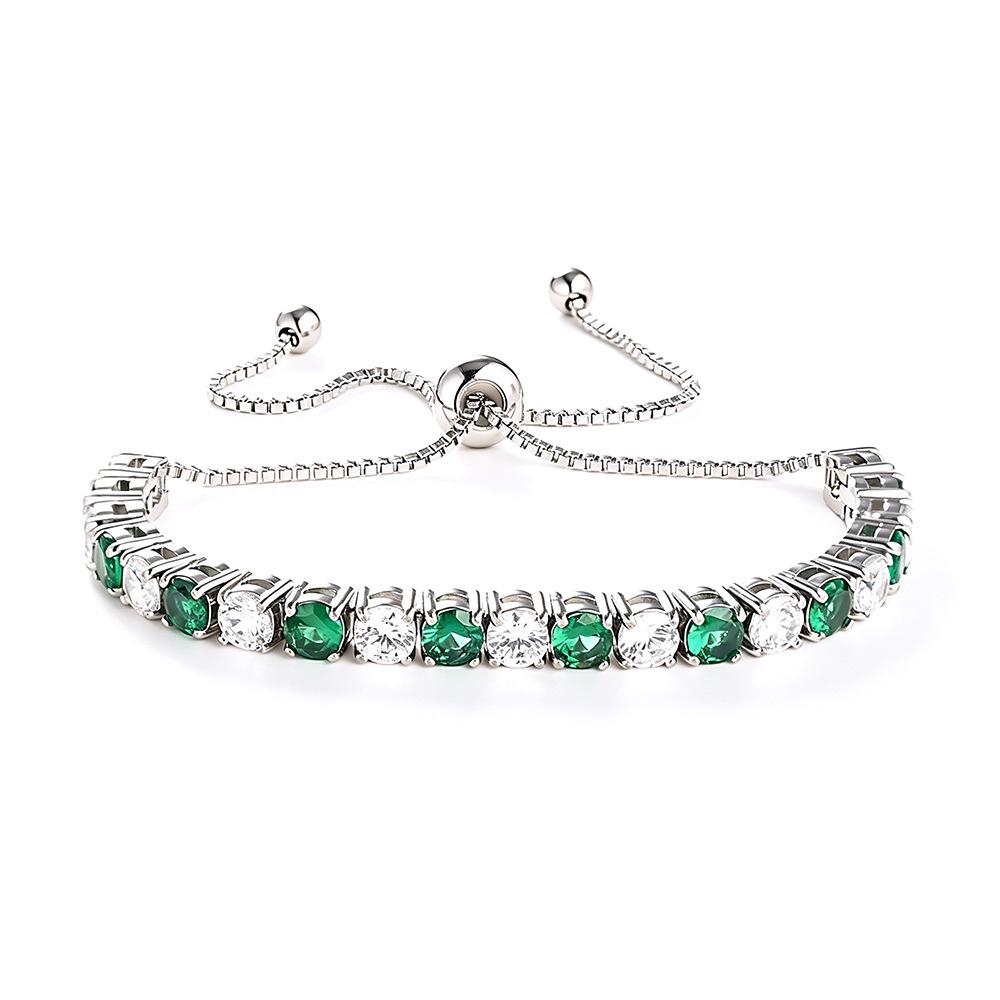 Elegant 4mm Zircon Women's Adjustable Stainless Steel Bracelet