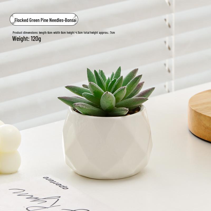 Small Indoor Potted Succulent - Artificial Green Plant Ornament for Home, Office, or Desktop Decor