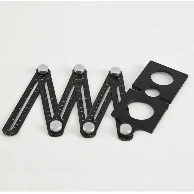 

Allsome Многоугольная измерительная линейка, шестискладная линейка из алюминиевого сплава, локатор отверстий, регулируемая линейка для напольной плитки, стекла, деревообработки, перфоратор