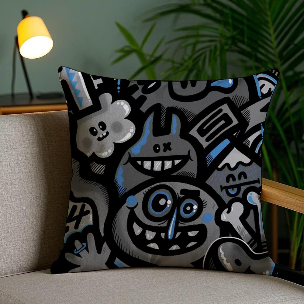 Abstract Painting Cushion Cover Plush Fabric Soft Double-Sided Printed Invisible Zipper Sofa Pillow Case Home Decor