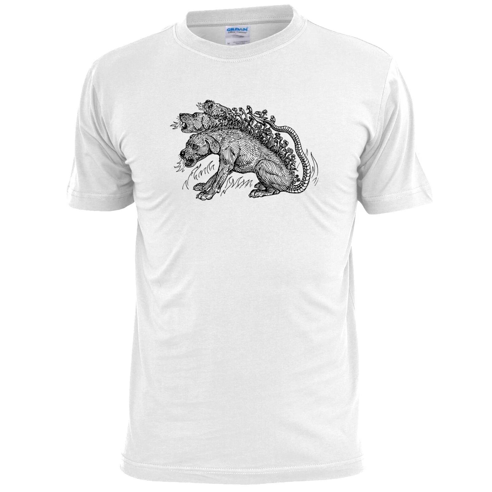 Mens Cerberus T shirt Greek Mythology Multi Headed Dog L