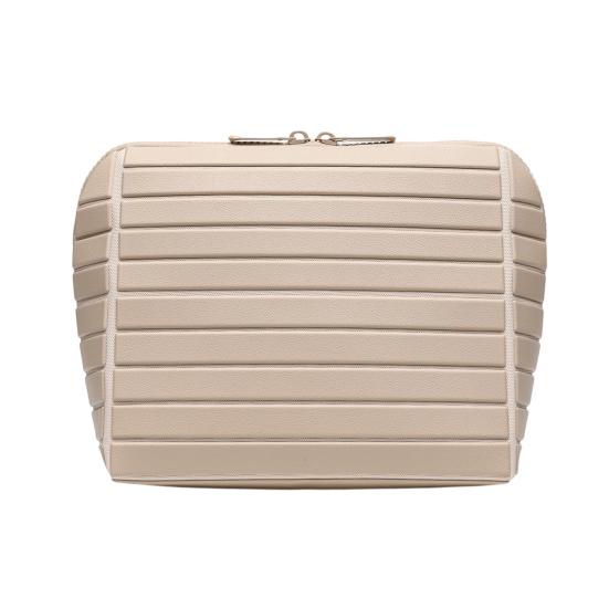 

Вертикальна водонепроникна косметичка, що складається, з кількома кишенями, органайзер для макіяжу для подорожей, для догляду за шкірою та туалетного приладдя Stripe абрикосовий