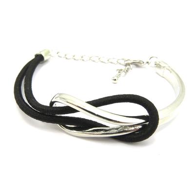 [L6058] - Silver Black 'Choréographie' Designer Bracelet - 45x30x13 Mm