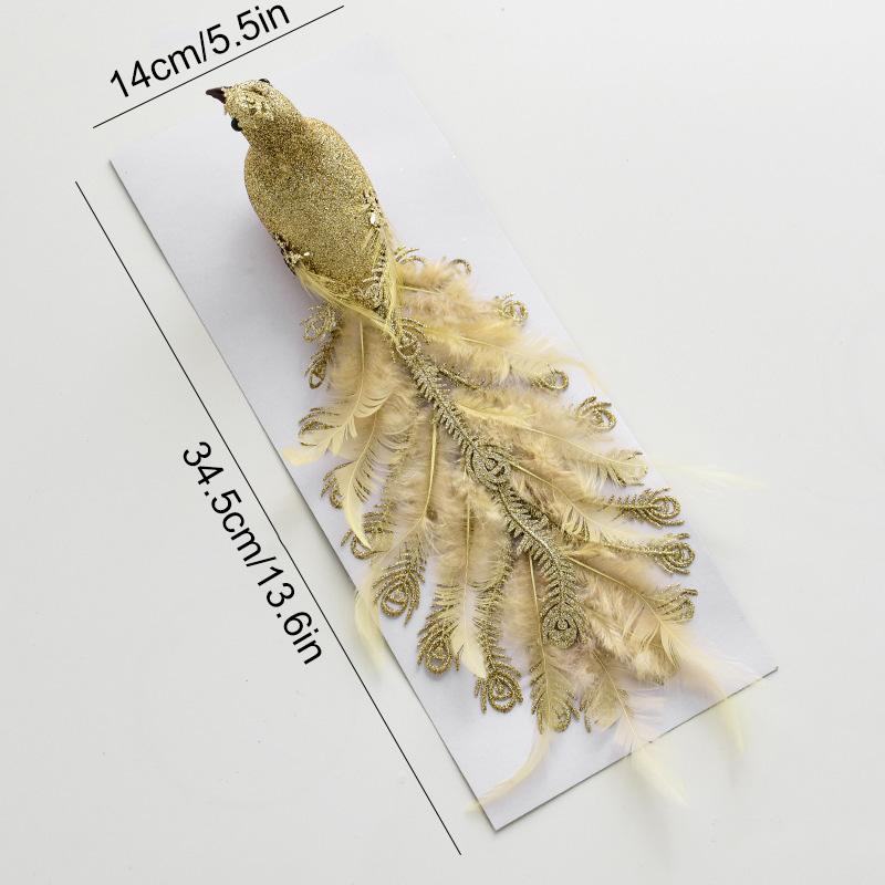 1/2pcs Foam Indoor & Outdoor Use Christmas Tree Ornaments Glitter Artificial Birds Colorful Clip-On with Feathers Christmas Birds