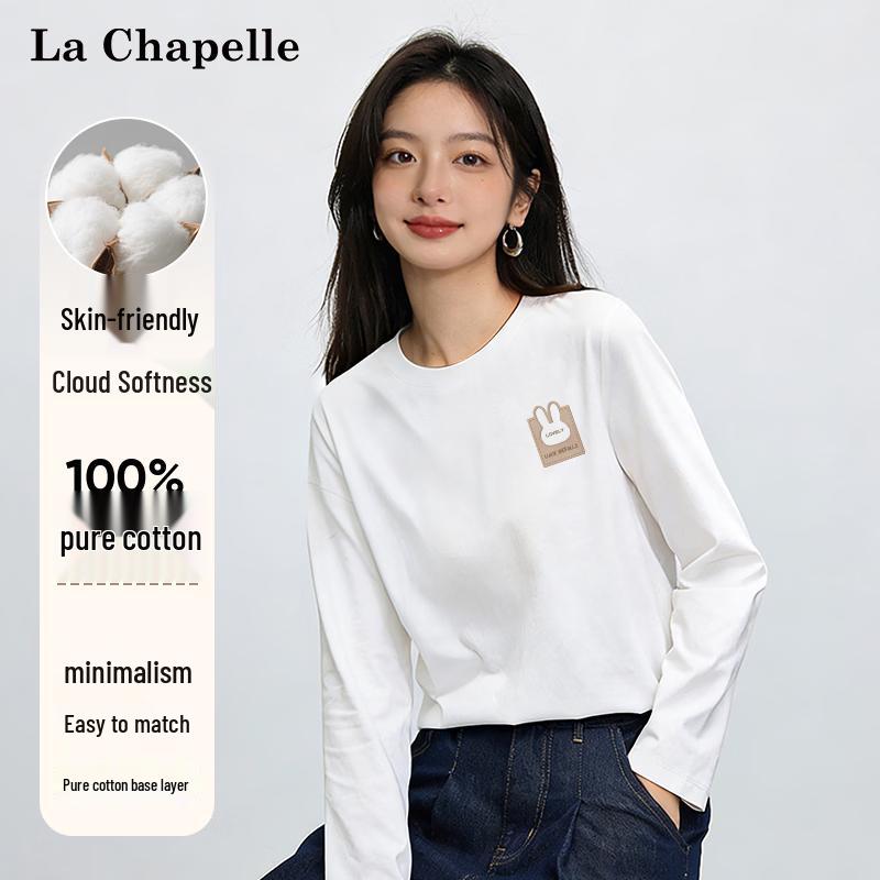 La Chapelle Women s Loose Fit Pure Cotton Long Sleeve T-Shirt L