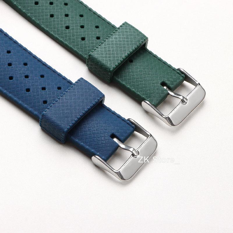 Classic Tropical Style FKM Silicone Watch Strap 20mm 22mm Watch Band Smart Watch Strap for Seiko Watch Replacement Bracelet Belt