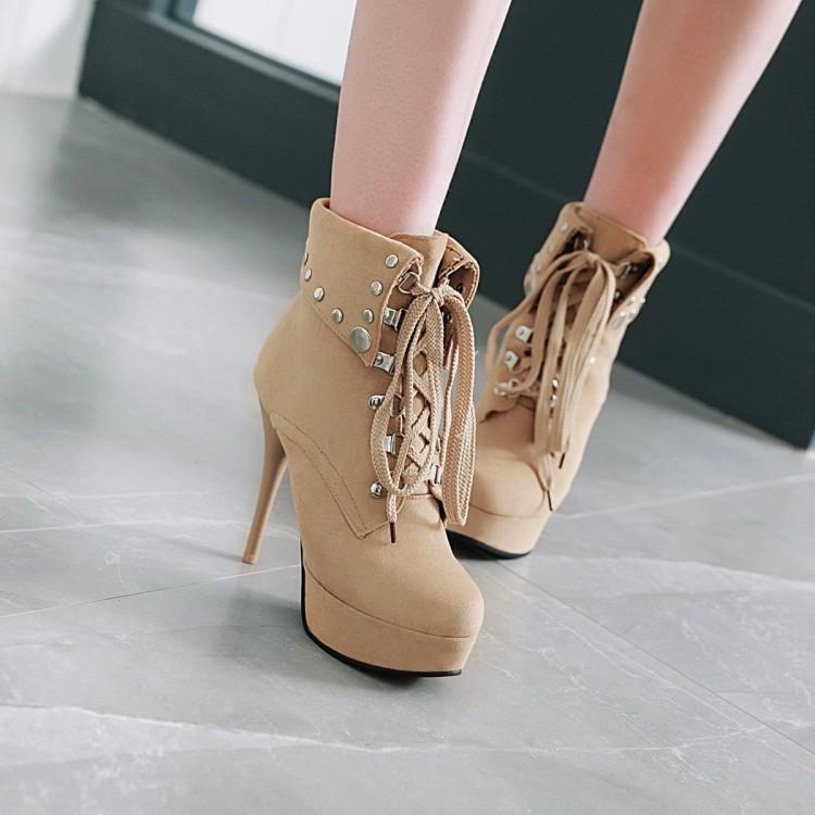 Spring and Autumn Fashion Trend Feminine Super High Heel Frosted Short Boots  Women's Boots