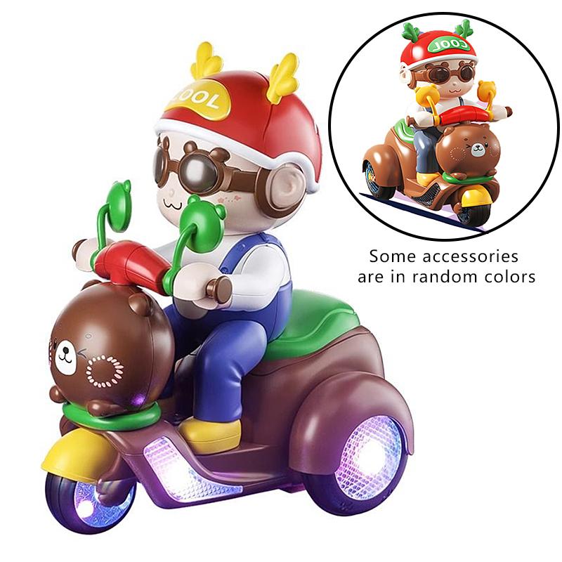 

Детский Рождественский Медведь Электрический Трюковой Вращающийся Мотоцикл Игрушка Милая Мультяшная Форма со Светом Музыкой Мальчики и Девочки Рождественский Не