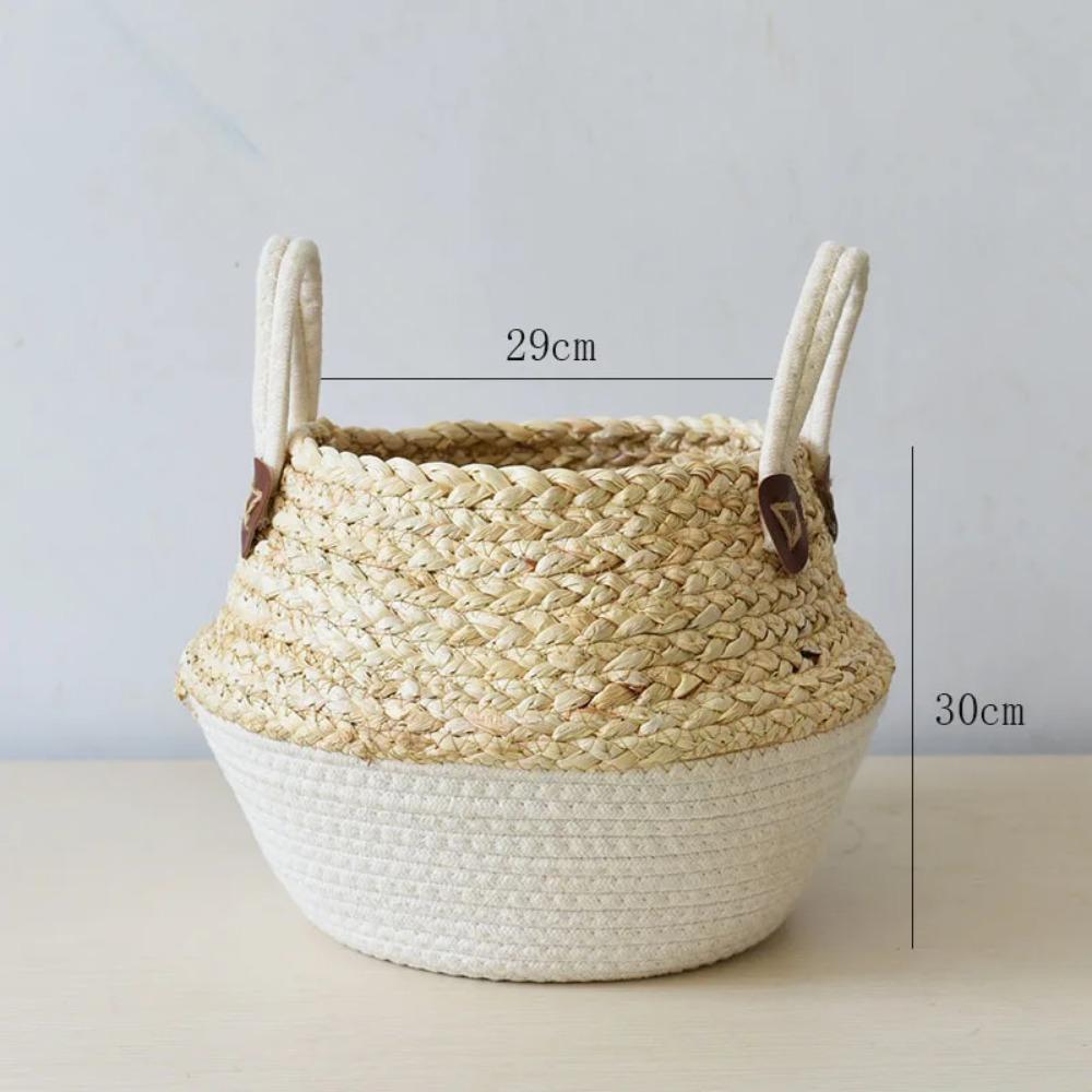 Bamboo Seagrass Storage Baskets Wicker Basket Plant Nordic Style Garden Flower Pot Laundry Basket Container Toy Holders