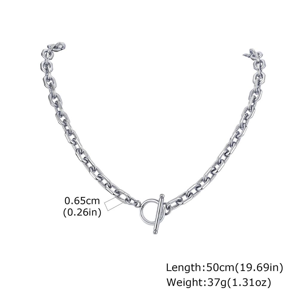 Stal Nierdzewna Naszyjnik z Zapięciem Toggle dla Mężczyzn Kobiet, 50cm Łańcuszek Figaro Link Collar, Klasyczny Rolo Chain Prezent