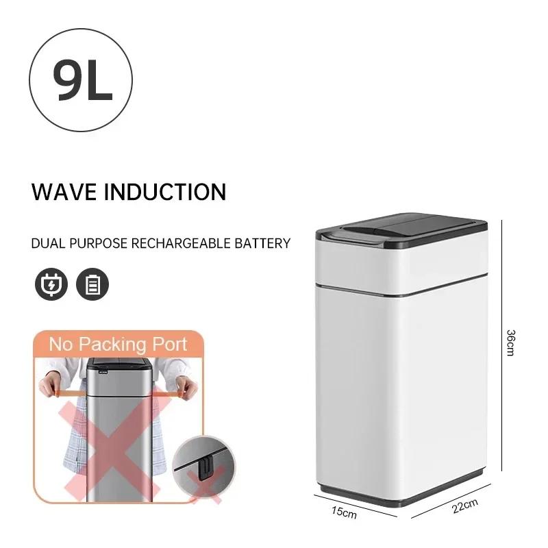 9L Automatic Smart Trash Can for Kitchen Stainless Steel Garbage Bin with Motion Sensor Butterfly Lid and Infrared Technology