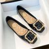 Fashion Low Heel Elegant Shoes for Women Party Moccasins Leather Casual Black Woman Flats Young Cheap Clearance Lastest Fashionable Chic