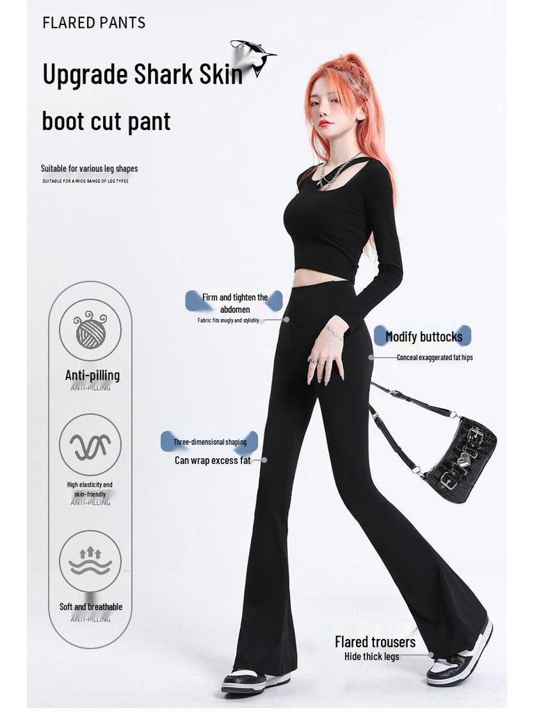 Calças de Yoga Elásticas Flare Emagrecedoras de Cintura Alta para Mulheres - Roupa Casual Primavera/Verão