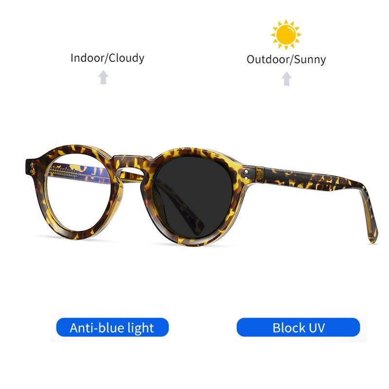 Retro Small Round Anti Blue Light Photochromic Glasses For Men Women High Quality Acetate Brand Design Glasses Frame