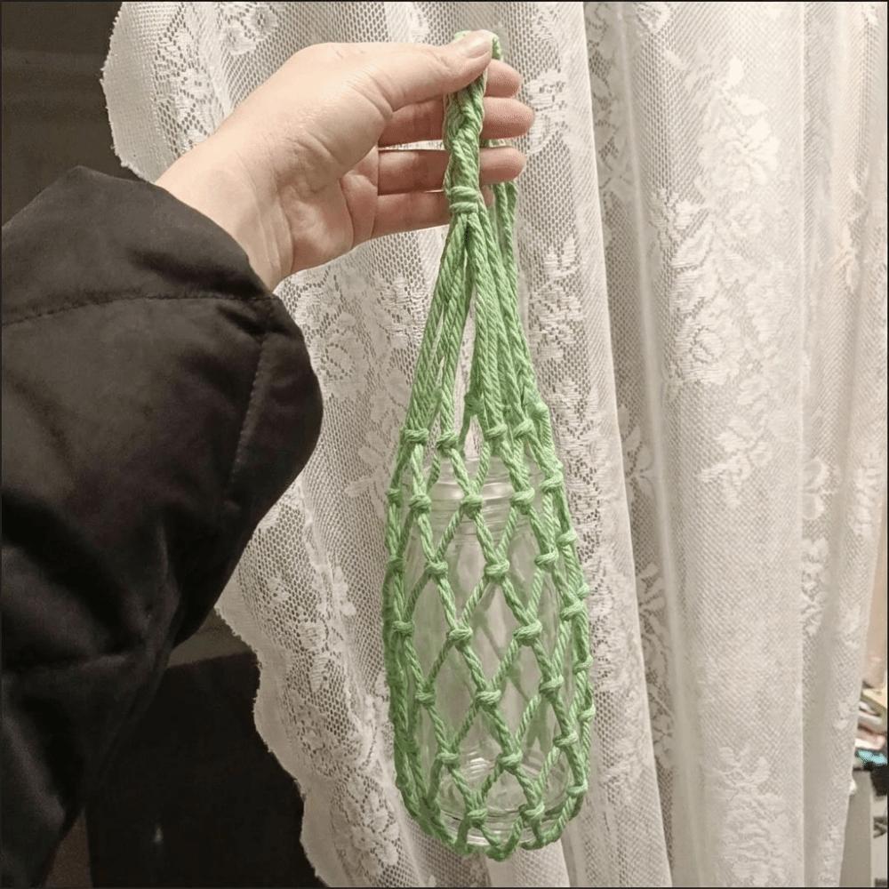 Woven Net Coffee Cup Mesh Bag Foldable Portable Cups Holder Bottle Mugs Storage Bag  Beach