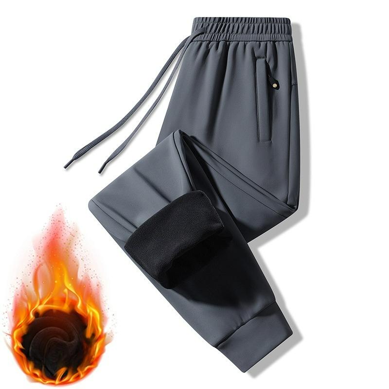 Men's Sports Casual Pants Autumn and Winter Plus Velvet Graphene Warm Drawstring Pants Men's Thickened Straight Trousers Men