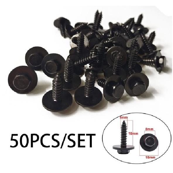 50x Metal Black 5mm Car Screw Body Fender Liner Bumper Cover Hood Retainer Clips