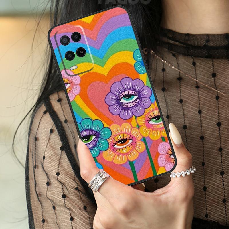 Indie Hippie Art Case For Oppo A78 A98 A18 A38 A58 A60 A80 A40 A96 A76 A16 A94 A74 A54 A15 A17 A57 A77 A5 Pro
