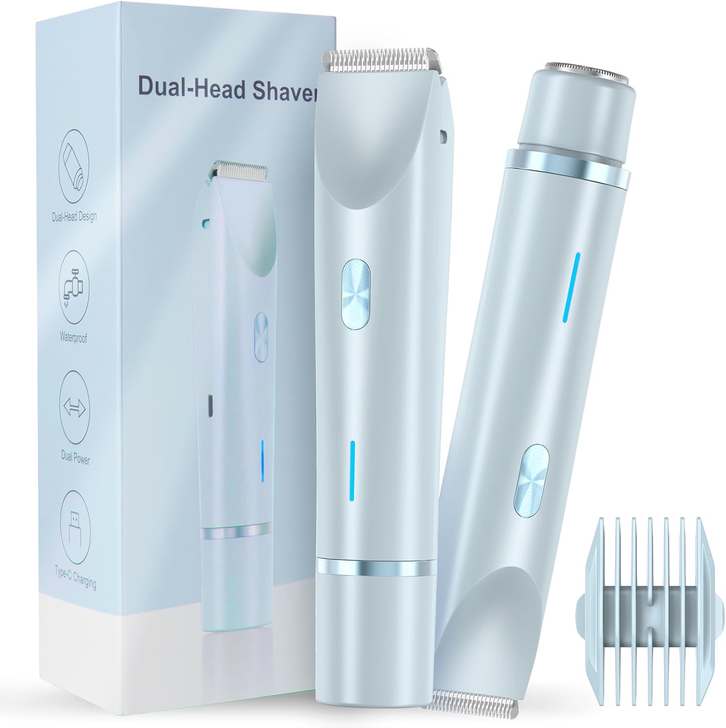 

Trimmer, Dual-Head Hair Trimmer for Women,2-in-1 Bikini Shaver with Ceramic Blade Heads & Type-C Charging Port, United States