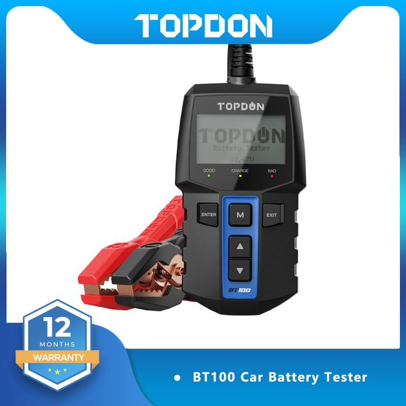 TOPDON BT100 12V Car Battery Tester Digital Automotive Diagnostic Battery Tester Analyzer Vehicle Cranking Charging Scanner Tool BT100