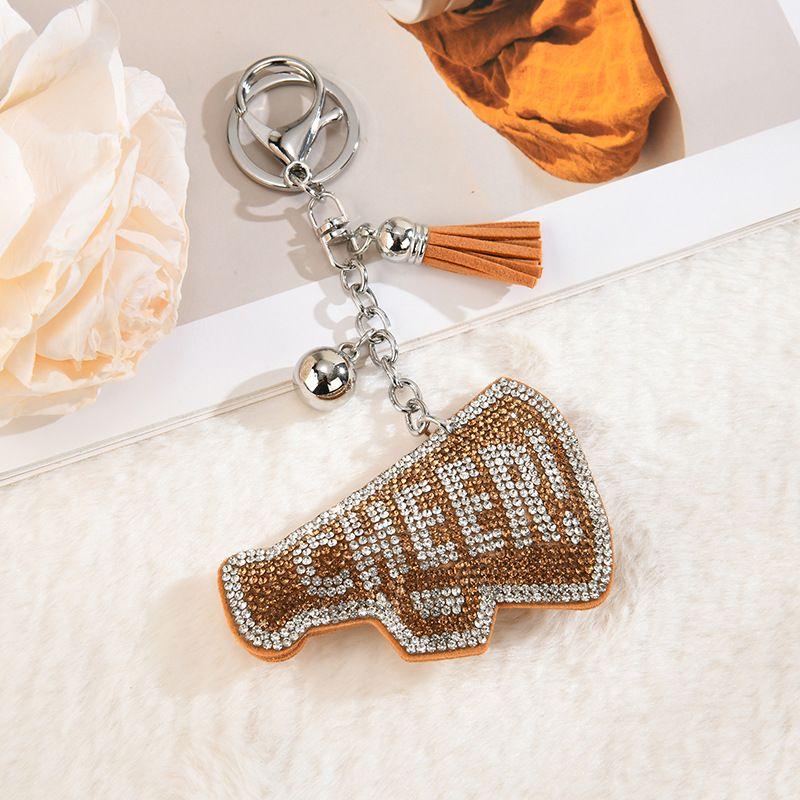 Velvet Korean Hot Diamond Keychain Cheer Squad Creative Letter Horn Keychain Backpack Pendant Gift. For Kids Adults Children's Birthday Gift Holiday