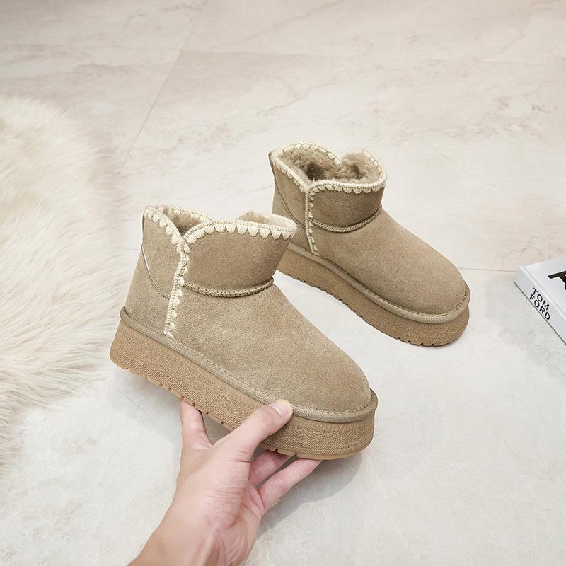 

Женские вязаные шерстяные зимние ботинки с V-образным вырезом, толстой нескользящей подошвой и пряжкой сбоку 39 хаки