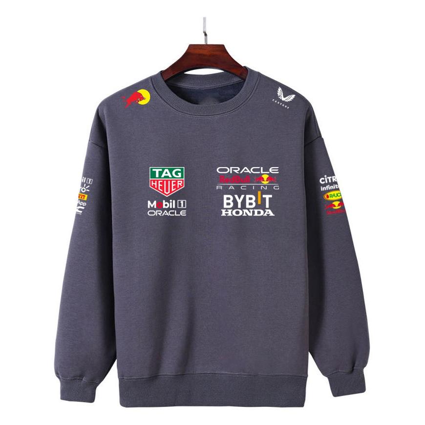 Men Women Thicken Autumn and Winter F1 Red Bull Racing Print Crewneck Sweatshirt Casual Loose Long Sleeve Pullover Sport Streetwear
