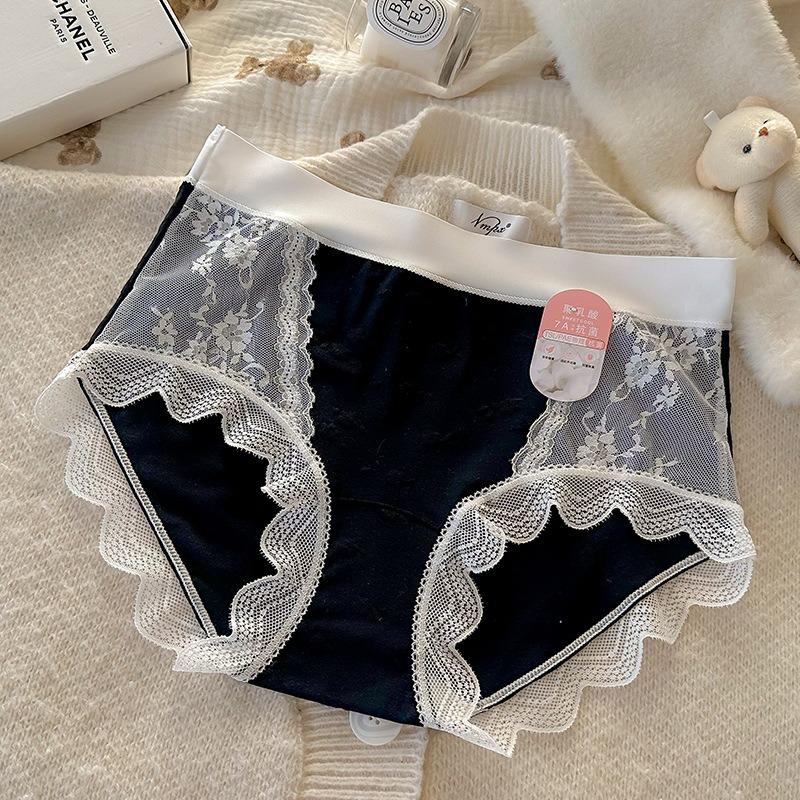Women S Mid Waist Lace Modal Underwear 7a Antibacterial Plus Size Panties